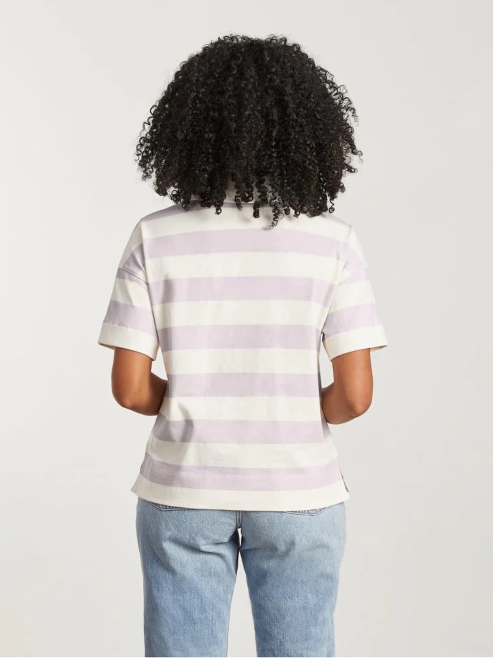 NWT Everlane The Retro Jersey Polo (Rugby) Pale Orchid/Canvas - Picture 3 of 7